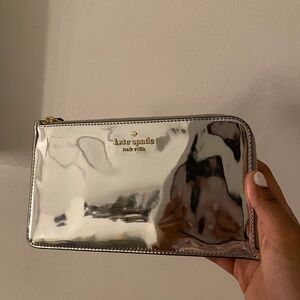 RARE Kate Spade Lucy Mirror Metallic Medium L-Zip Wristlet